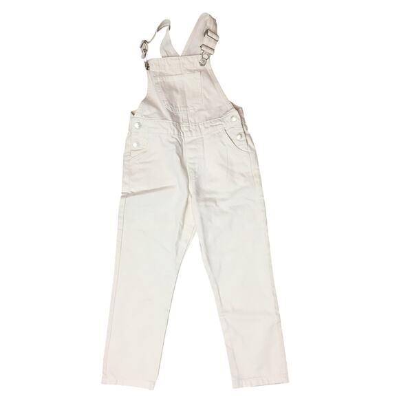 NWT MNG Ariadna Girls Overall Denim Jumper Dungarees White Denim Cotton Size 6 - Picture 1 of 4